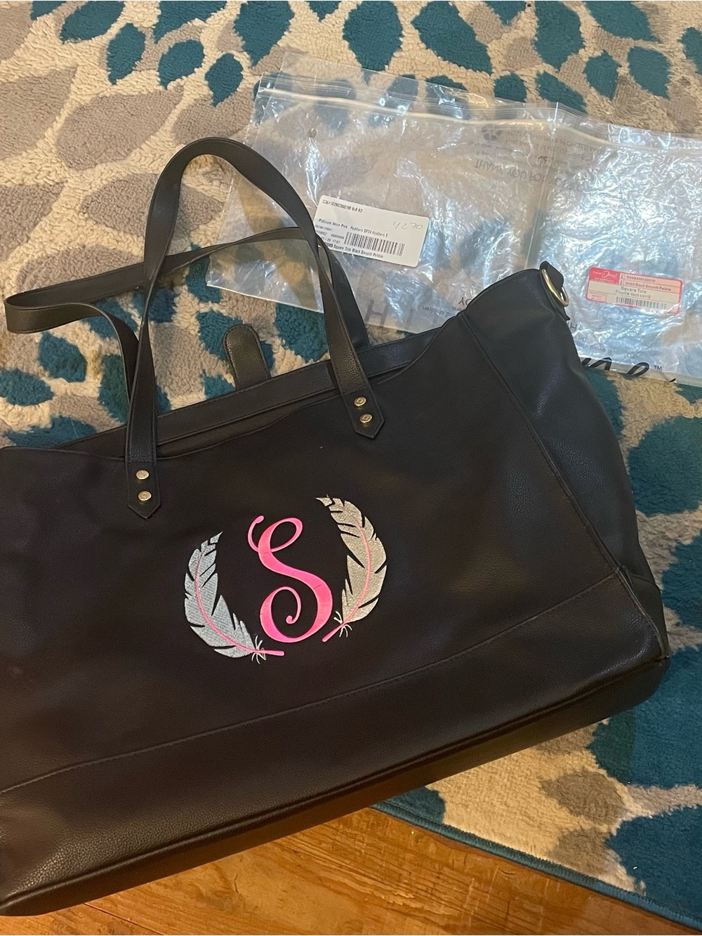 thirty-one Black Square Tote with interior organizer tote (detachable)